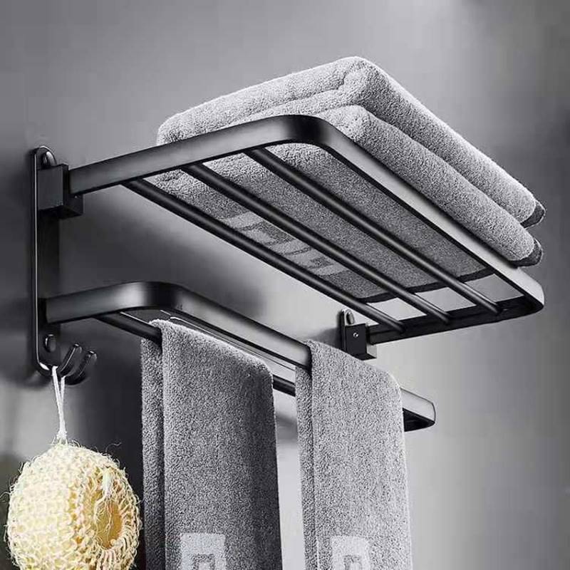  Free Punching Full Copper Bath Towel Rack Black 35cm Wool Towel Rack 30 Short Section 40 Toilet 45 Bathroom Pendant 50 Long-Taobao