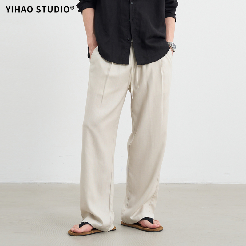 Yihao Studio Summer Men's Thin Casual Pants, Lyocell Linen Loose Relaxed Old Money Wide-Leg Pants Yihao Studio Summer Men's Thin Casual Pants, Lyocell Linen Loose Relaxed Old Money Wide-Leg Pants