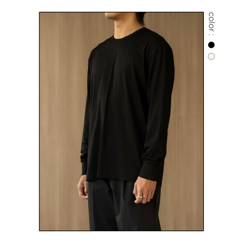 Lolls｜Lightweight Long-Sleeve T-Shirt That You'Ll Forget You'Re Wearing, Three-Needle Commuter Black T-Shirt, Pure Cotton Imitation Silk (White/Black)