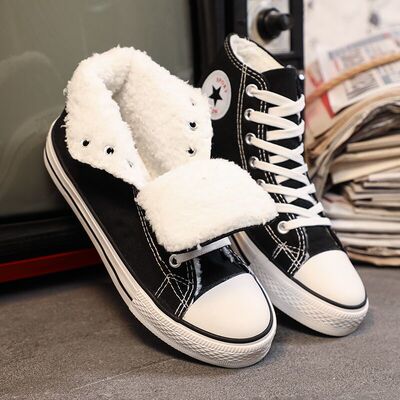 超火棉鞋女加绒高帮帆布鞋秋冬百搭二棉鞋子