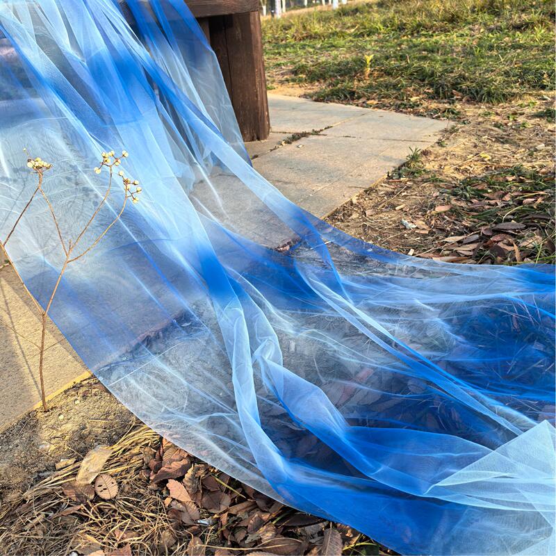 Gradient Blue Gauze Wedding Decoration Haze Blue Gray Blue Landscape Mesh Kindergarten Environmental Creation Material Gauze Curtain