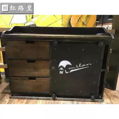 Industrial style dining cabinet retro bar storage cabinet dining room table hotel iron cooking cabinet tea wine cabinet