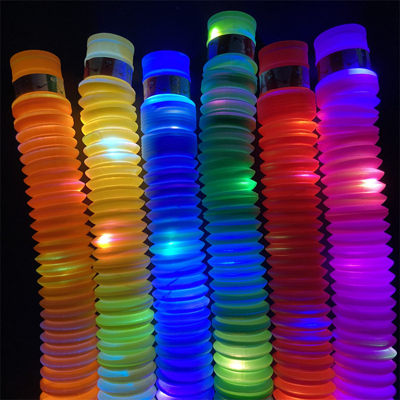 Luminous telescopic pipe led flash stretch venting pipe toy pop tcube colour luminous decompression venting pipe