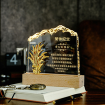 Honorable retirement souvenir customized crystal medal high-end creative trophy retirement gift for leaders teachers and colleagues