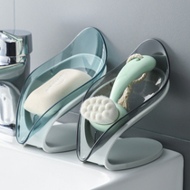 Soap rack creative leaf soap box home non-perforated wall-mounted toilet rack soap box drain