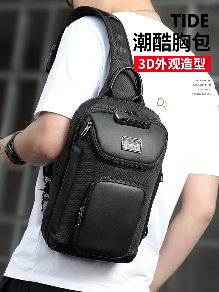 Purse Strings New Tide Cards Men's Chest Bag Men's Bag Casual Single Shoulder Bag Business Inclined Satchel Bag multifunction Large-capacity Shoulder Bag