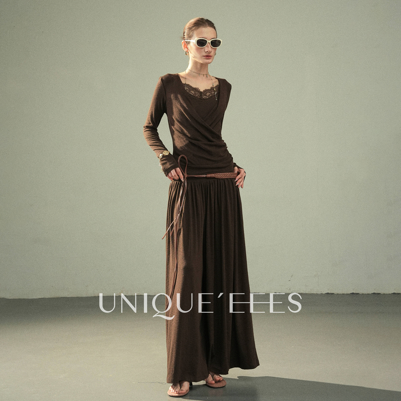 Unique'Eees【Urban Paris】T-Shirt and Wide-Leg Pants Set U6317102