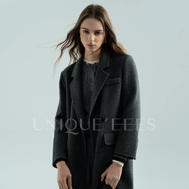 尢壹/【质感WUDI】澳洲进口桑蚕丝羊毛 骆驼绒大衣外套UEAW049