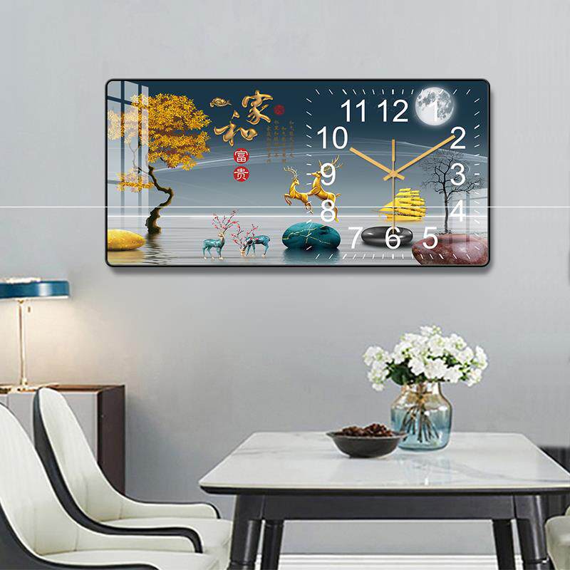 Living room light luxury high-end 2021 sofa background wall wall clock wall simple modern new fashion dining room TV