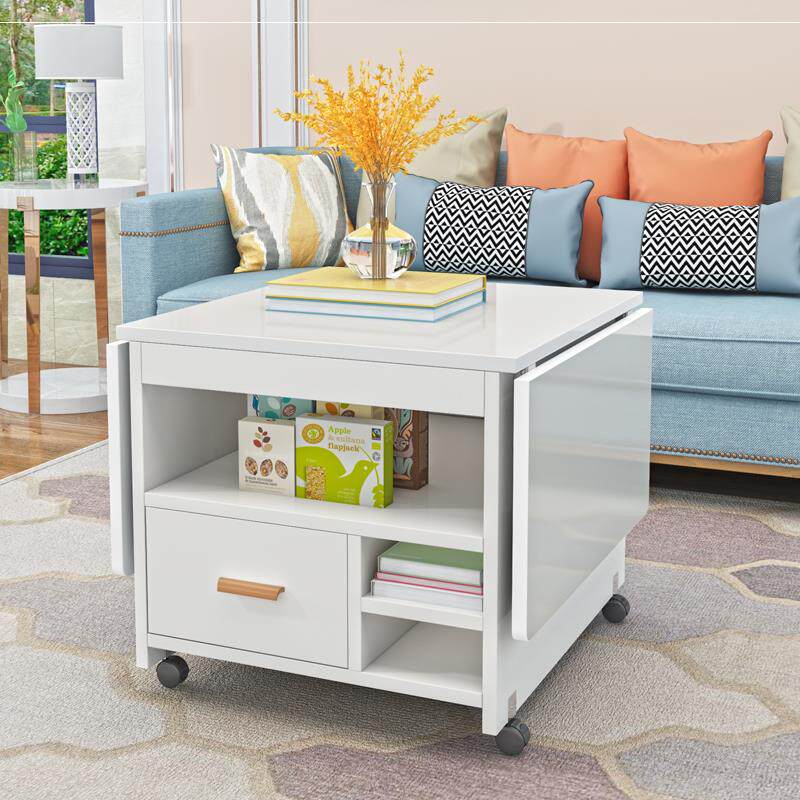 Tea table dining table one-piece household simple modern multi-functional folding can lift small apartment dual-use tea table light luxury