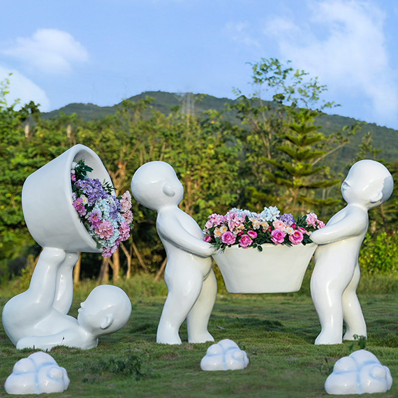Outdoor Fiberglass Abstract Reading Figure Sculpture Floor-Standing Ornament for Garden Landscape, Campus, Sales Office, and Courtyard Decoration
