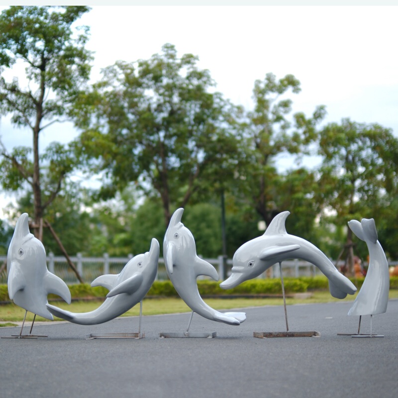 Simulated Fish Coral Shell Dolphin Fiberglass Sculpture Garden Landscape Ocean Series Beach Pool Decorative Ornaments