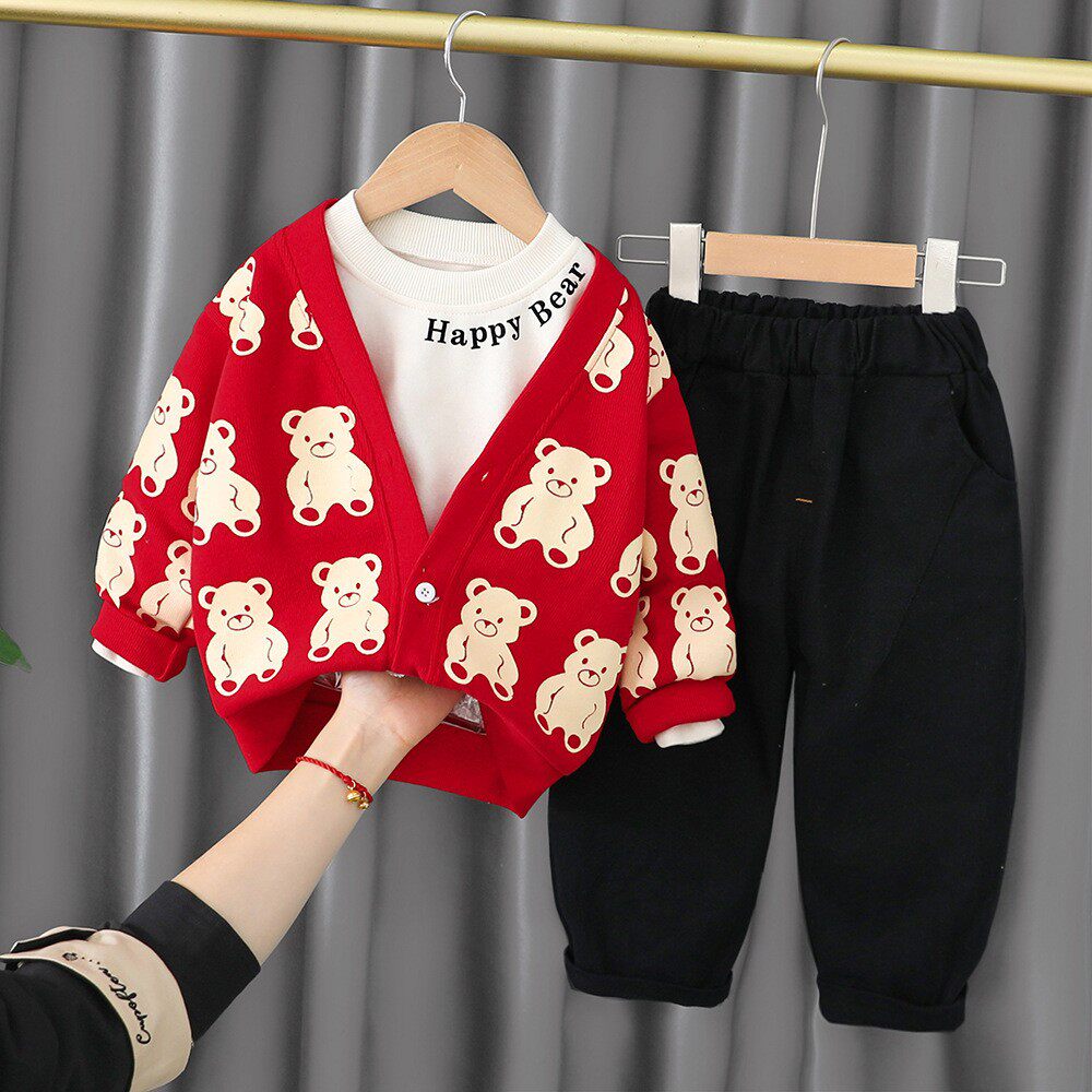 Male And Female Spring Leisure Three Suits Baby Foreign Air Baby Boy Clothing Spring Autumn Casual Suit Parent-child-Taobao