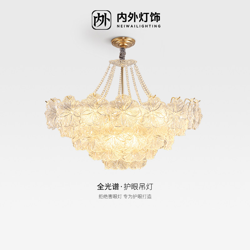 法式奶油风吊灯2025新款：轻奢水晶玻璃，点亮你的公主梦！-客厅吊灯-淘宝好物网
