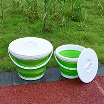 Foldable bucket with lid on car carwash fishing fine art wash pen portable outdoor travel home small telescopic barrel