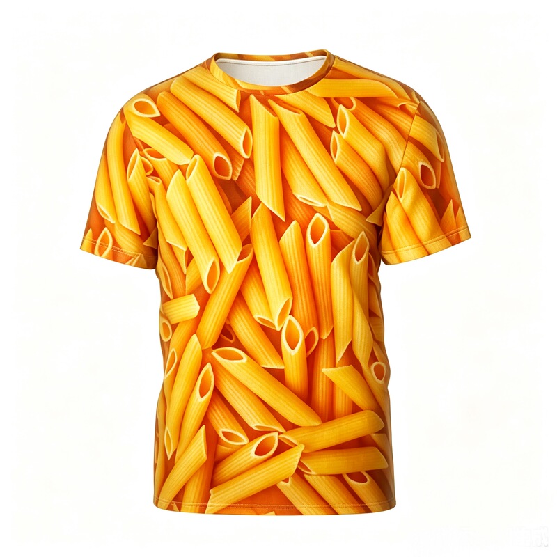 Summer New Men's Trendy Casual Versatile Round Neck Short-Sleeved T-Shirt with Pasta and Potato Print Pattern Summer New Men's Trendy Casual Versatile Round Neck Short-Sleeved T-Shirt with Pasta and Potato Print Pattern