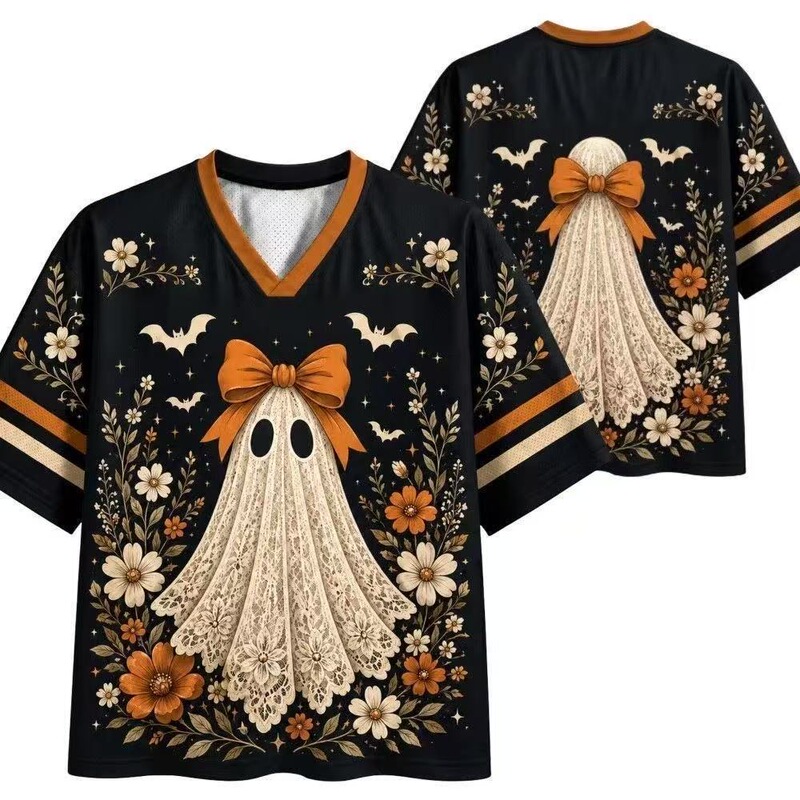 Halloween Party Ghost-Themed 3D Printed Quick-Drying Sports Jersey Style Loose Trendy T-Shirt for Men and Women Niche Halloween Party Ghost-Themed 3D Printed Quick-Drying Sports Jersey Style Loose Trendy T-Shirt for Men and Women Niche