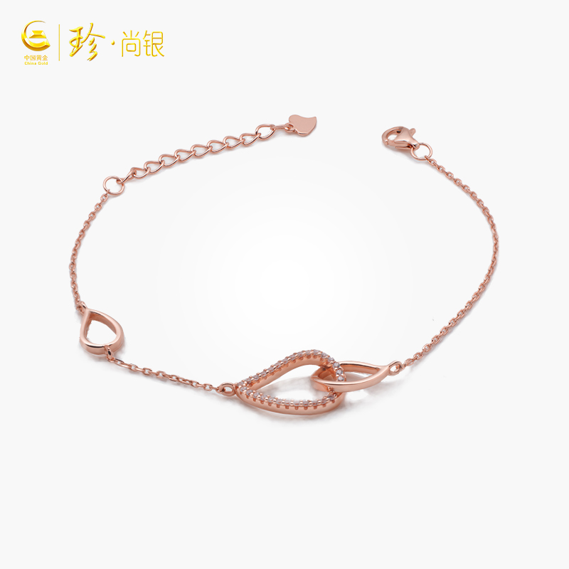 (China Gold) Zhenshang Silver Geometric Hand Chop Small Texture Simple Versatile Lover Gift Hand Claw
