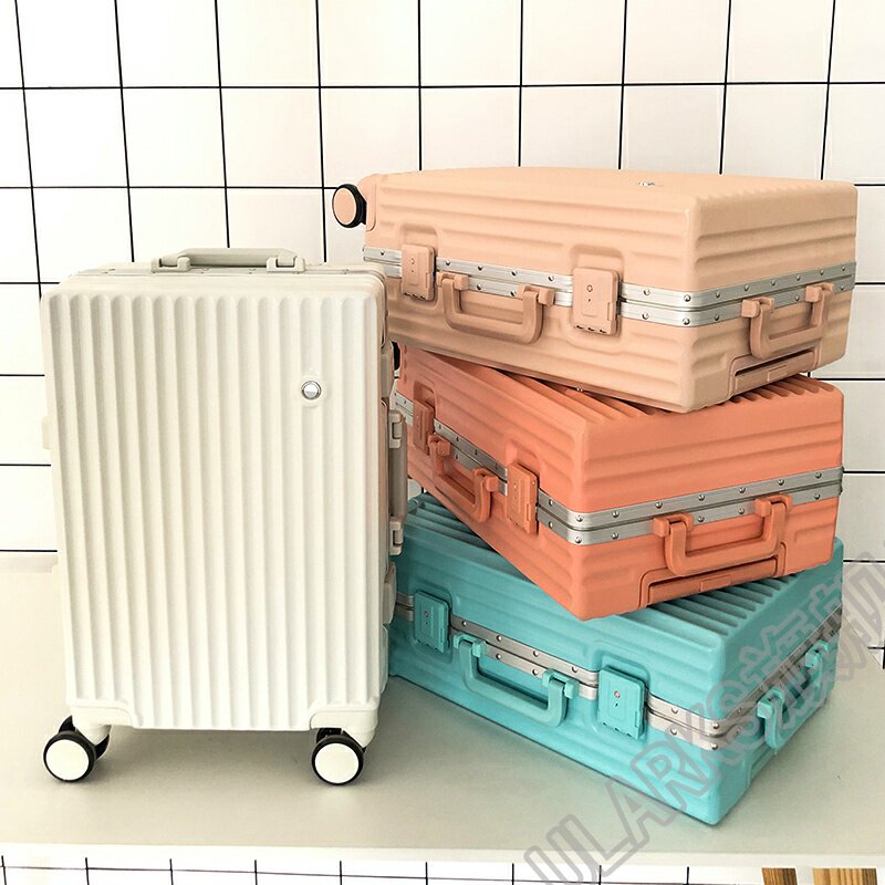 ~ Small Suitcase Women's Day Series Small 20 Inch Light Aluminum Frame Cute ~ Ins Tide Cryptography Leather Case Lalever Box 24