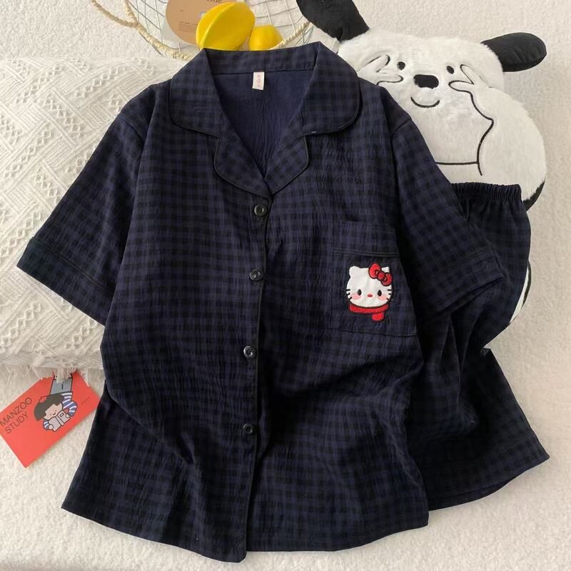 Pure Cotton Gauze Pajamas for Women, Summer Short-Sleeved, Cute Line Drawing of a Small Dog, Sweet Student Style, Can Be Worn Outside, Home Wear Set Pure Cotton Gauze Pajamas for Women, Summer Short-Sleeved, Cute Line Drawing of a Small Dog, Sweet Student Style, Can Be Worn Outside, Home Wear Set