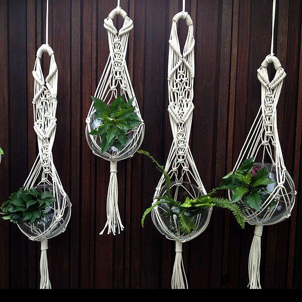 Plant hanging basket net pocket ins Nordic style Indian wall hanging wall decoration cotton rope grass rope woven flower pot sling