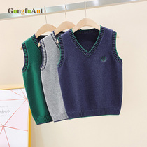 Autumn-winter-style boy pure cotton line sweater waistcoat waistcoat thickened school uniform CUHK boy knit vest boy TR1012