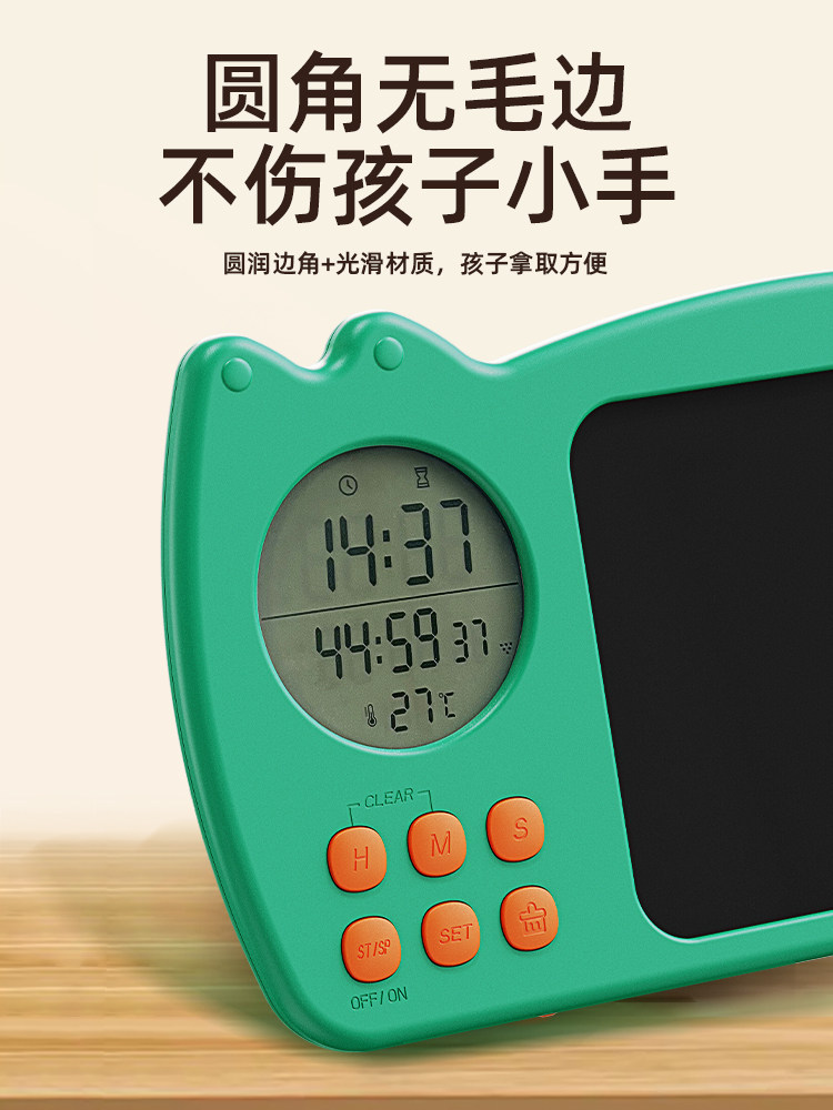 Children's Learning Timer Desktop Clock Memo Reminder Board Student Task Check-In Timer Large Screen Visual Dedicated Time Manager Free Editing and Writing Erasable Self-Discipline Device