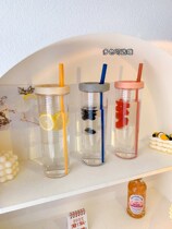 Large Capacity Straws Cups Portable Ins High Face Value Girls Juice Drinks Sports Plastic Nets Red Summer Water Cups