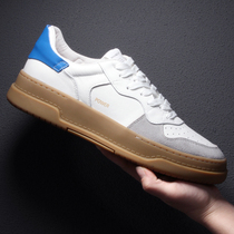 2022 Spring genuine leather 100 lap mens shoes sports casual hit color bulls underfloor shoes Detraining retro little white shoes men