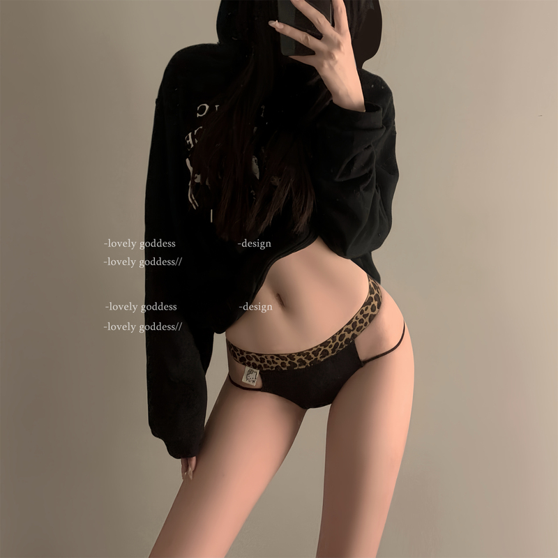 「Lg」Wild at the Waist* Original Leopard Print Hollow Out Panties Women's Sexy Seamless Mid-Low Waist Lingerie Briefs