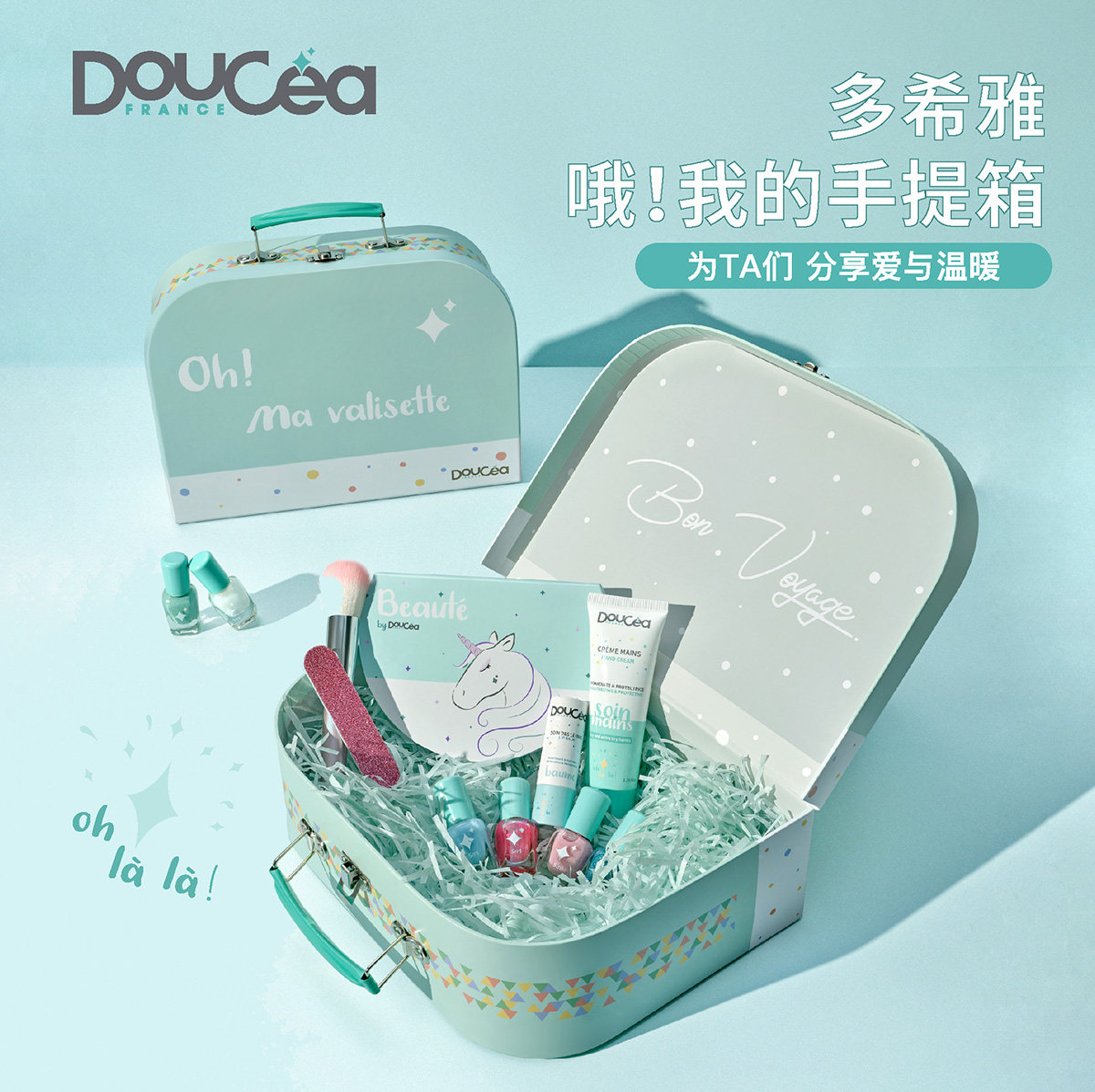 Doucea Children's Storage Box Suitcase Cosmetic Case (No Product In The Box) Do Not Shoot as a Gift