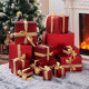 Christmas, New Year's Day Gift Box Window Props, Gold and Red Gift Box Set, Christmas Tree Decoration Box