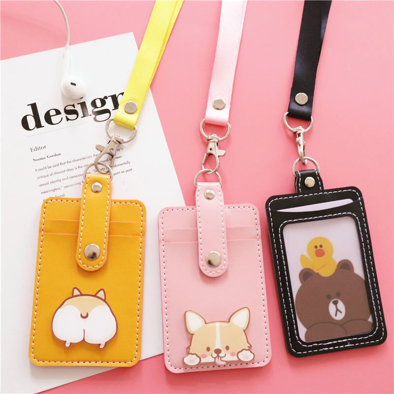 Student school card meal card bus card set cute ins wind Japanese and Korean system transparent multi-card position certificate with lanyard to prevent loss