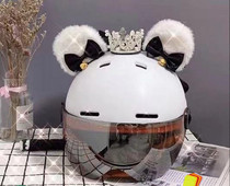 Panda Ears Crown Safety Helmet Adornment Cute on Electric Motorcycle Ski Takeaway Wheel Sliding Helmet
