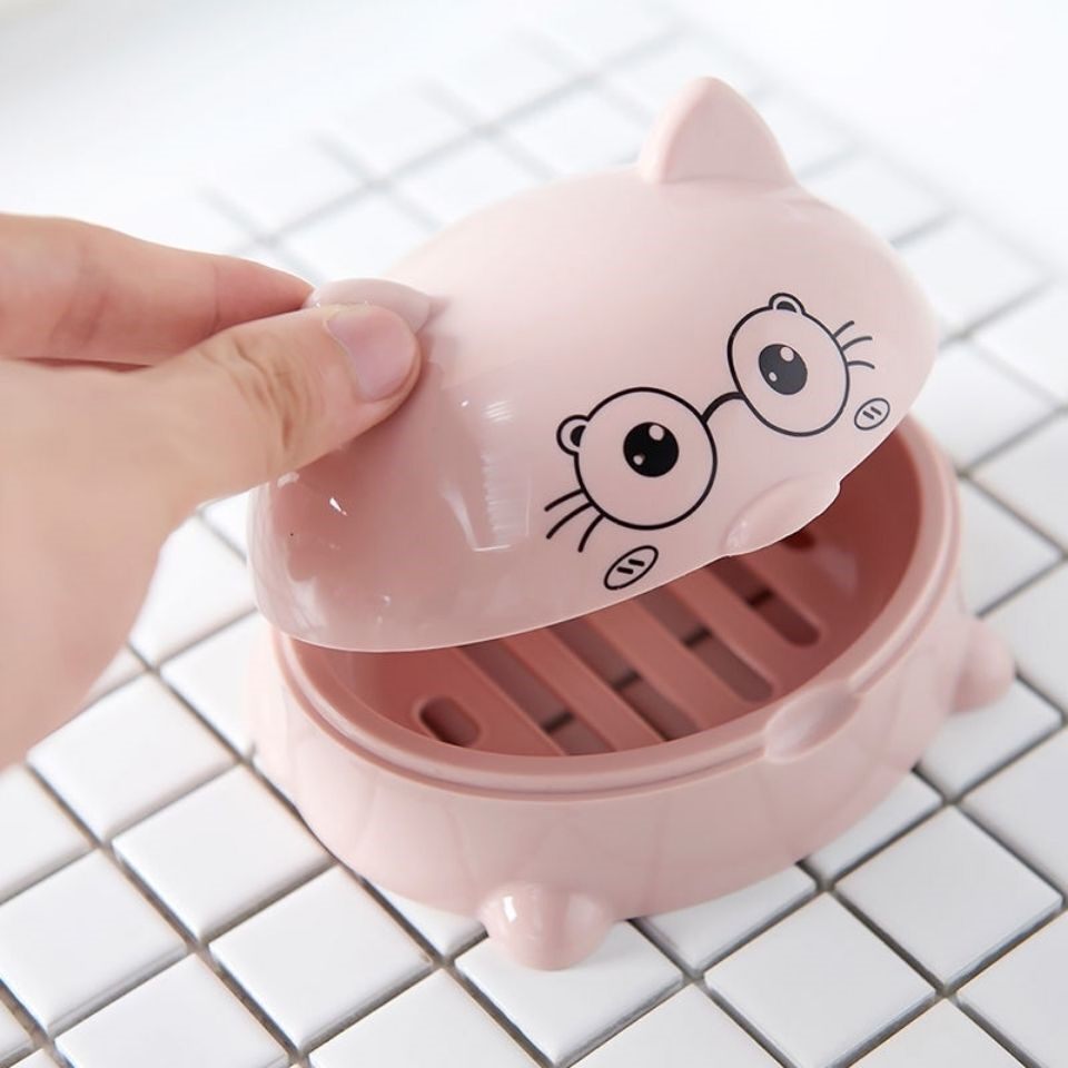 Student dormitory cute cartoon 2021 new fragrant soap box drain underwear soap special box with lid portable