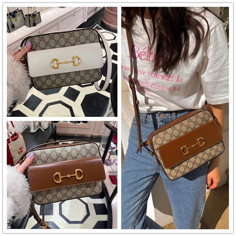 Stars Same Style New Ladies Pack Classic Old Flowers Horse Title Buckle 1955 Series Camera Bag Single Shoulder Sloped Satchel Bag Mommy Bag