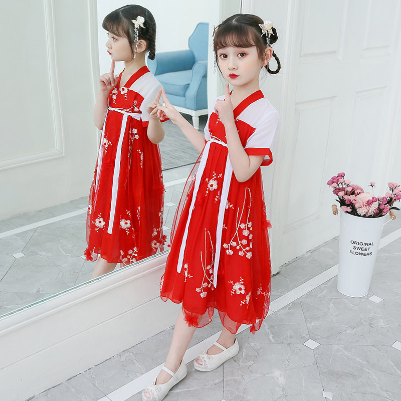 Girls Summer Girls New Antique Dress 2022 - Ocean Gas Princess Skirt Bottom 12 - year - old Super Fairy Chinese Festival
