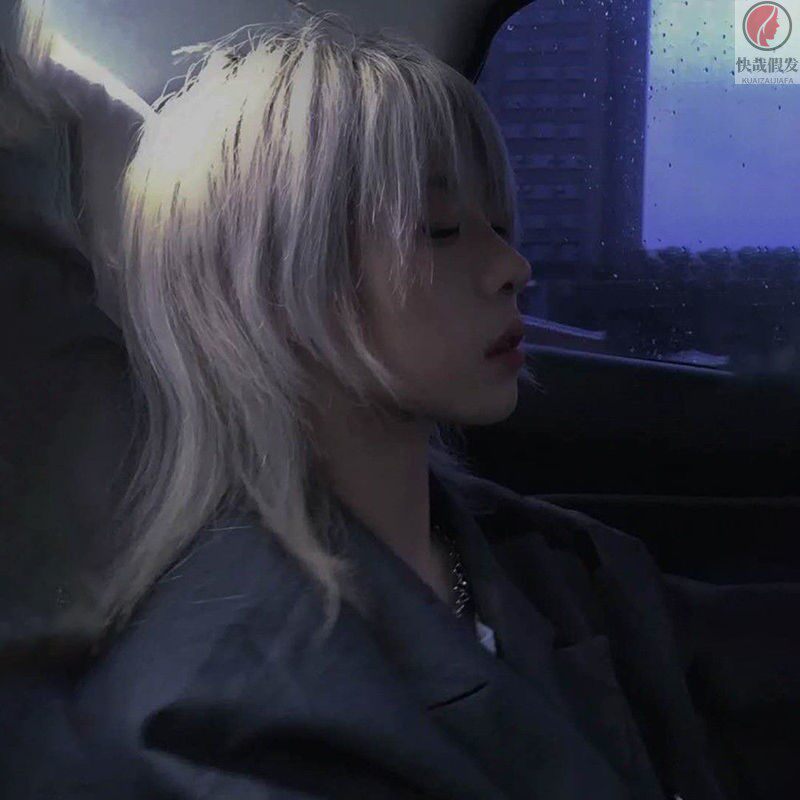 Mullet head universal wig male middle points bangs short straight hair super A cool handsome realistic fluffy men's short hair students