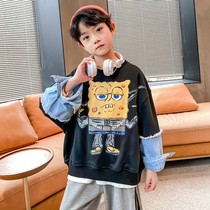 Korean boys autumn sweater 2022 autumn new foreign style childrens cartoon boy medium and large childrens clothing spring and autumn tops