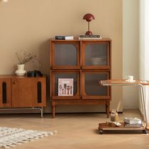 North Wood South Japanese Bookcase Nordic Solid Wood Magazine Cabinet Living Room Sofa Storage Cabinet Storage Cabinet Retro Storage Cabinet Exhibition