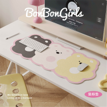 Pink bear oversized mouse pad for girls computer desk pad waterproof and oil-proof gaming keyboard pad office desk pad