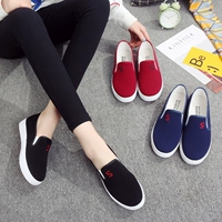 Mùa xuân mới sinh viên giày vải Hàn Quốc phiên bản đáy phẳng một chân giày của phụ nữ giày đơn thể thao giản dị nhỏ màu đen giày Lok Fu giày giầy lining nữ