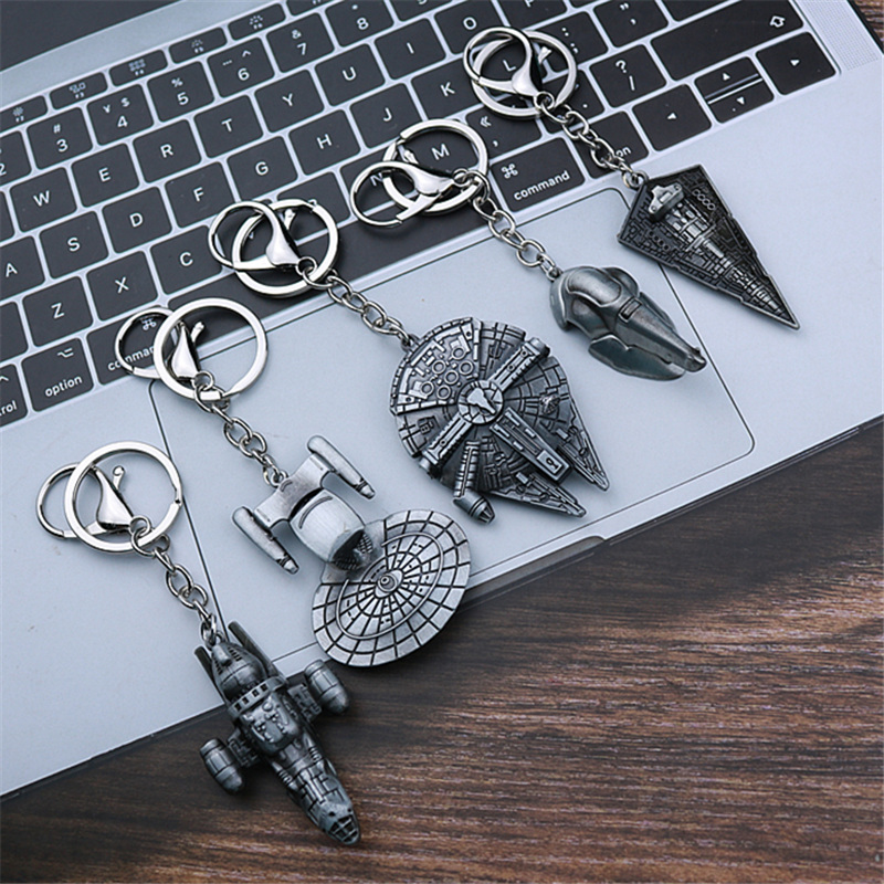 Star Wars Merchandise Star Trek Enterprise Star Destroyer Millennium Falcon Spaceship Keychain 3D Pendant Gift