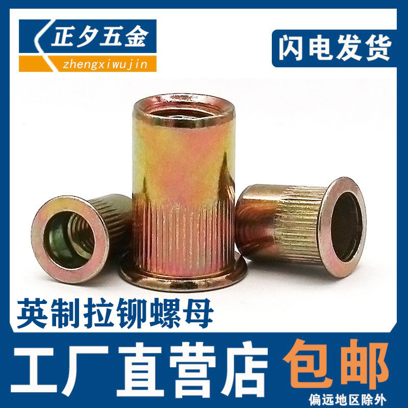 British pull rivet nut American flat head stripe pull anchor 1 4-3 8-5 16-5 32 vertical grain galvanized rivet nut