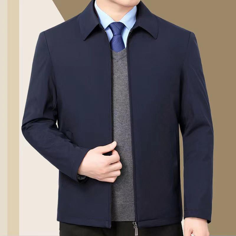 Dad's coat autumn and winter middle-aged and elderly men's lapel tops middle-aged men's buttoned jackets grandpa cotton clothes