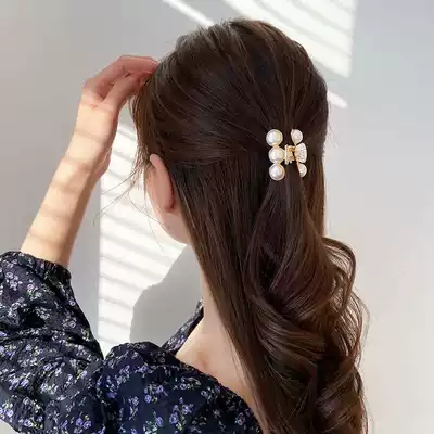 Clip headdress hairclip summer children exquisite pearl small hairclip female back of the head grab clip Net red hair ornaments hair
