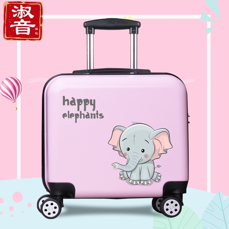 Korean version of suitcase logo custom children's trolley suitcase can sit 18 inches baby cartoon suitcase female cute small suitcase