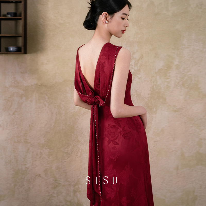 Sisu's Original Chinese-Style Dress for the Bride, Wedding Toast Dress, Engagement Banquet Slimming Evening Dress, Homecoming Dress Sisu's Original Chinese-Style Dress for the Bride, Wedding Toast Dress, Engagement Banquet Slimming Evening Dress, Homecoming Dress