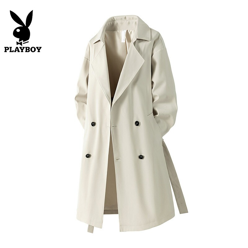 Длинная ветровка Playboy Neapolitan, мужской двубортный повседневный костюм выше колена в британском стиле, куртка цвета хаки
