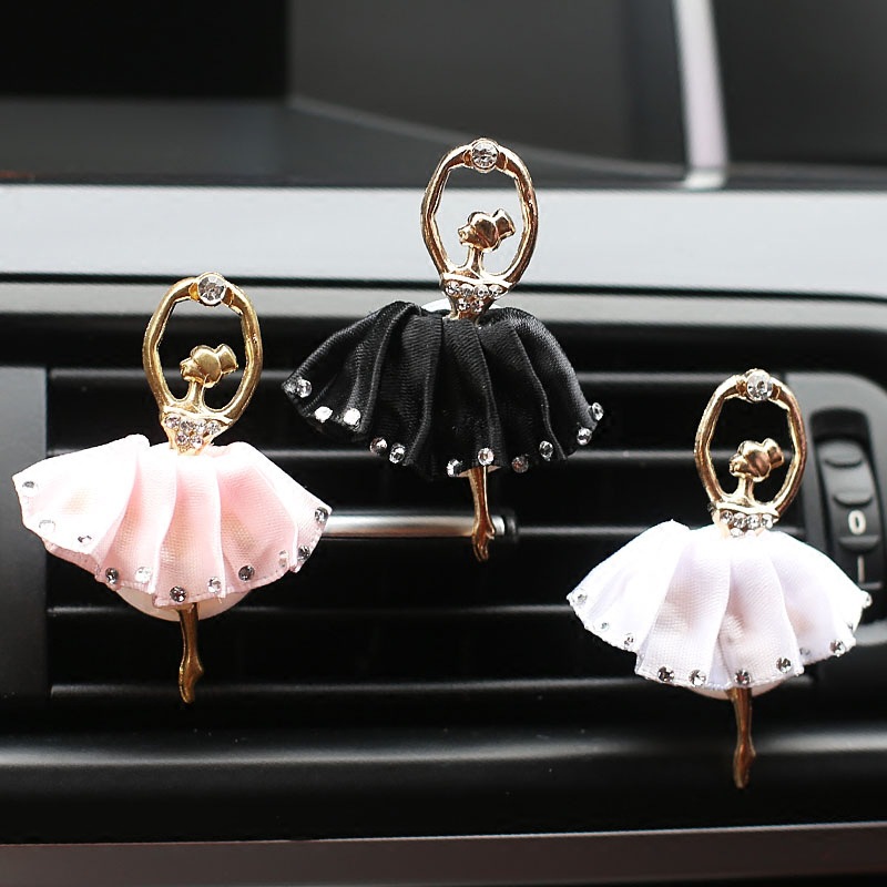 Cute Inlaid Drilling Ballet Girl Car Air Outlet Decoration On-board Car Interior Ornament Air Conditioning Perfume fragrant sheet clip